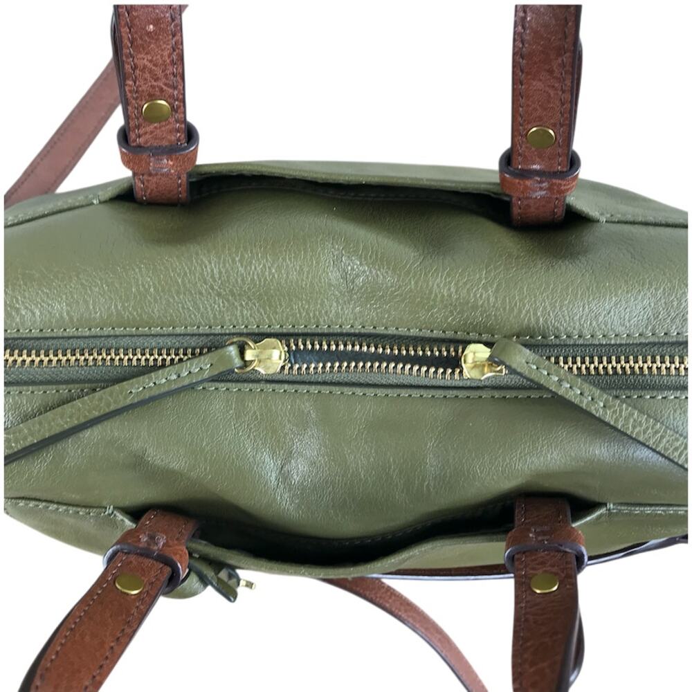 FOSSIL Cow Leather Rachel  Satchel Bag Olive Green Timeless Classic Office Retro - Picture 4 of 11